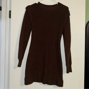 Chic Long Sleeve Knit Dress in Rich Brown